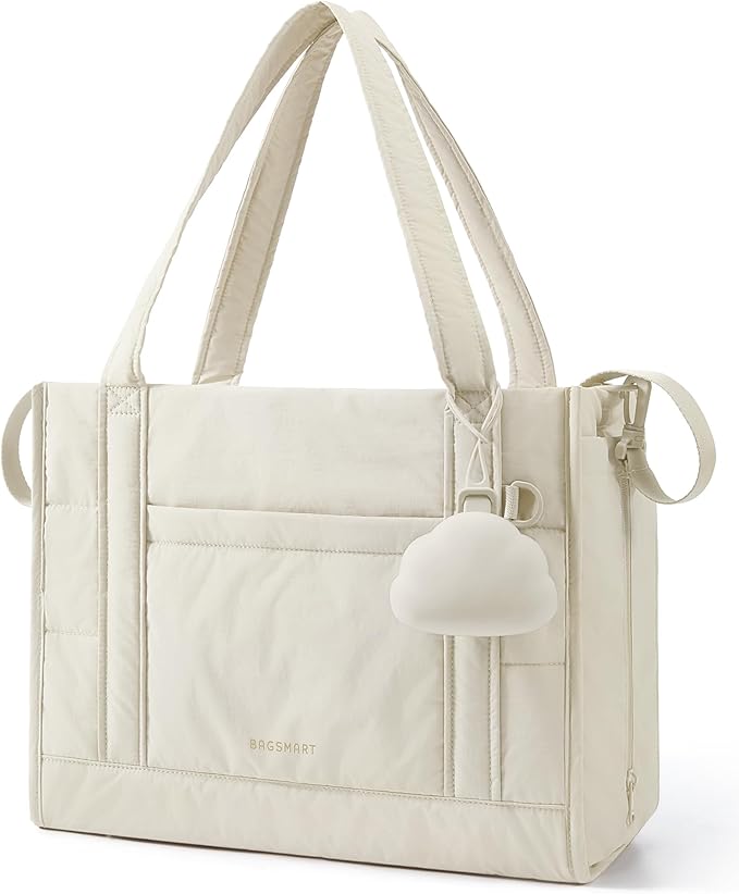 BAGSMART Diaper Bag Tote Puffer, Hospital Bag for Labor Delivery with Pacifier Case, Lightweight Baby Bag for Travel, Work | Multifunctional, Insulated Pockets, Water Resistance