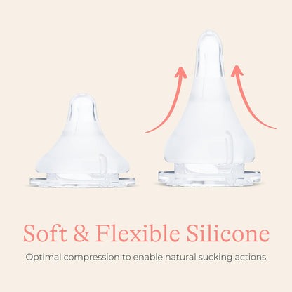 Lansinoh NaturalWave Baby Bottle Nipples, Slow Flow, Size S, 1+ Month, 4 Count 100% Soft, Durable Silicone, Made Without BPA BPS, Anti-Colic, Supports Baby's Developing Mouth and Teeth