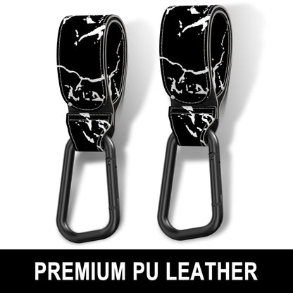 Baby Stroller Hooks for Hanging Bags, Universal Stroller Clips Accessories, Mommy Hook for Diaper Bag, Shopping Cart, Purse, Backpack - 2 Pack, Abstract Leaf