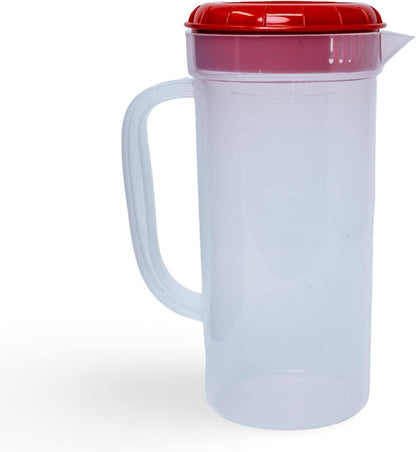 JBK Pottery 1 Quart Plastic Mixing Pitcher with Mixing Lid, BPA Free, Shatterproof Beverage Jug for Iced Tea, Lemonade, Juices, Milk – Leak-Proof, Easy Stirring, Dishwasher Safe | Blue