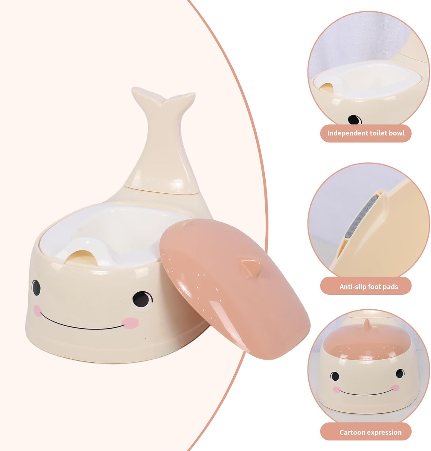 Potty Seat Baby Training Chair Boys Girls Toddler Whale Comfortable children 1-5 years old Baby toilet Animal seat with lid back potty trainer (Pink)
