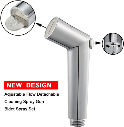 Handheld Sprayer Kit with Adjustable Jet Spray for Toilet, Double Shut-Off Design Chrome Finish