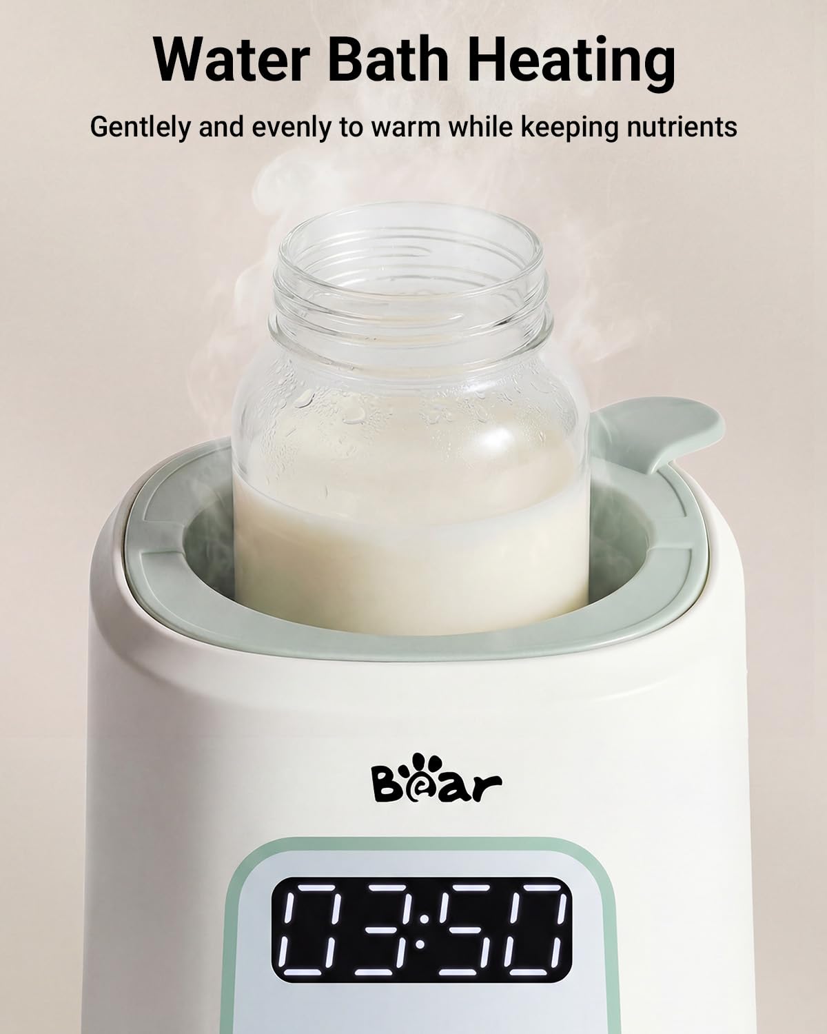 Bear Baby Bottle Warmer, Milk Warmer Breastmilk Bag Formula Fast Warming for New Born Baby Bottles, with Time Temp Control Automatic Shut Off at Home Use
