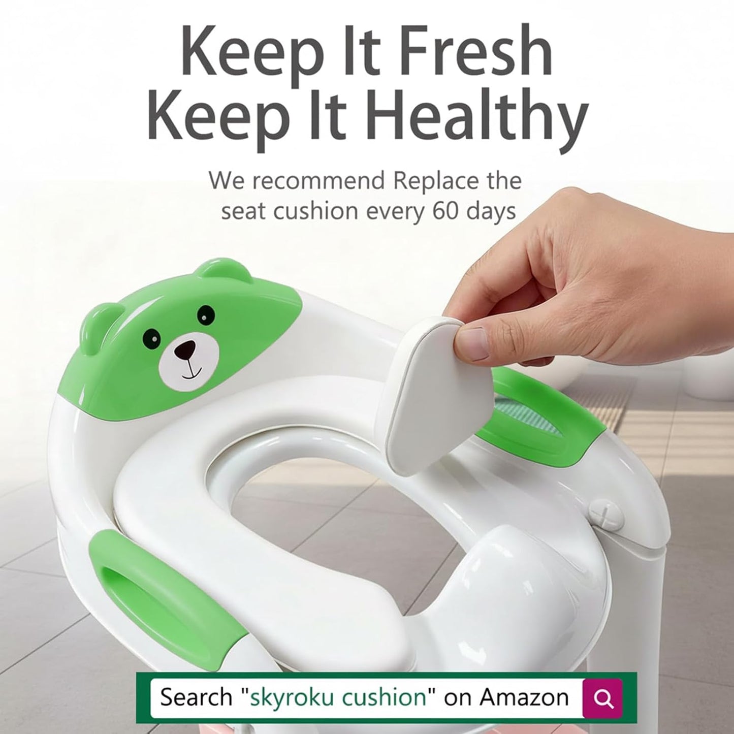 Potty Training Seat, SKYROKU Upgrade Toddler Toilet Seat for Kids Boys Girls, 2 in 1 Potty Training Toilet, Splash Guard Anti-Slip Pad Step Stool,New Sector-Shape Stabilized Base (8899+Grey)