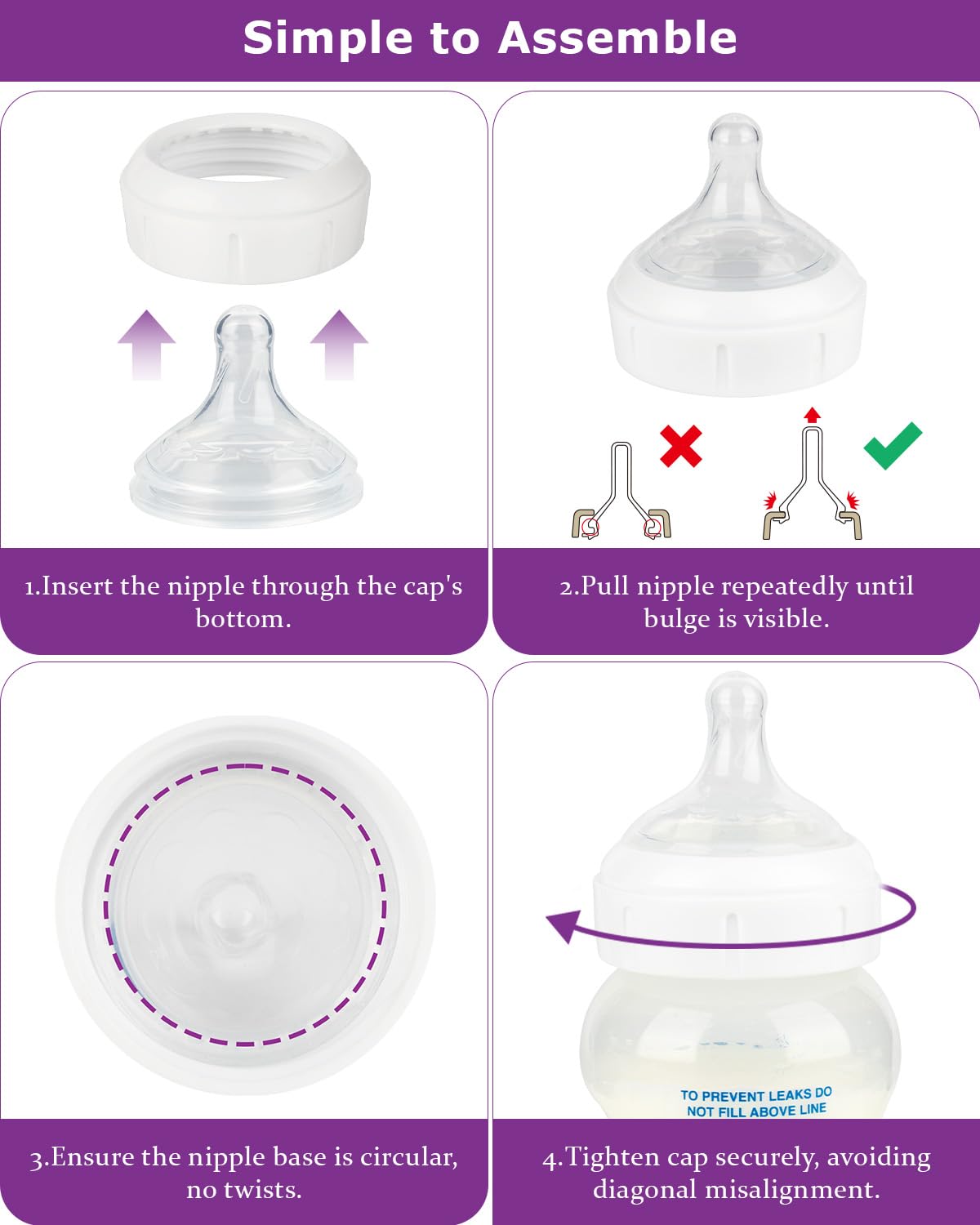 Silicone Nipple for Dr.Brown's Wide-Nick Baby Bottle Bottles,Level 3 Bottle Nipples, Fast Flow, 6m+, 6 Count