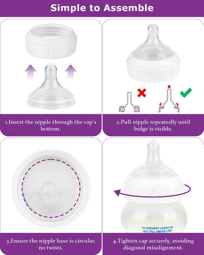 Silicone Nipple for Dr.Brown's Wide-Nick Baby Bottle Bottles,Level 3 Bottle Nipples, Fast Flow, 6m+, 6 Count