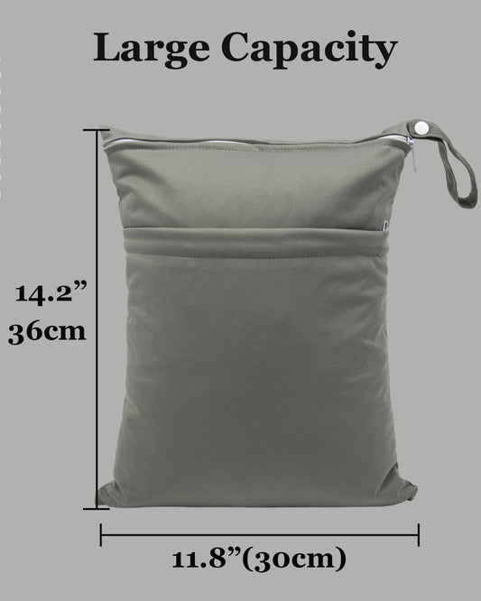 Wet Dry Bag for Baby Cloth Diapers, Waterproof Reusable with Two Zippered Pockets Travel Beach Pool Soiled Baby Items Yoga Gym Bag for Swimsuits or Wet Clothes (yellow)