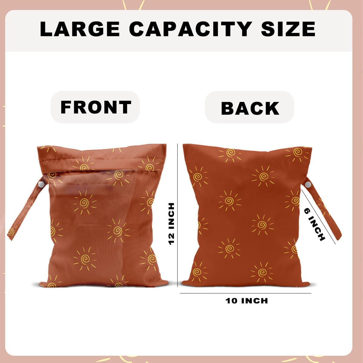 Unicorn Wet Dry Bag 12x10 Inch, Waterproof Reusable Wet Bag with Two Zippered Pockets & Handle for Swimsuit Travel Beach Pool Gym Stroller Dirty Yoga Gym Clothes Toiletries Daycare Organizer