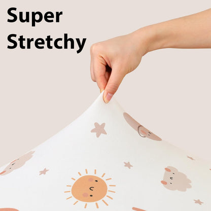 Baby Mini Crib Sheets Girl, Portable 38”x26” Pack and Play Sheets Fitted for Playard and Pack N Play Mattress, 3-Pack Soft Microfiber Pink Rainbow