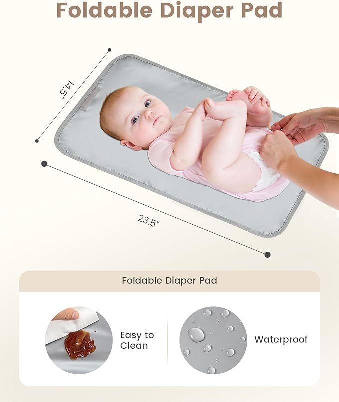 LOVEVOOK Diaper Bag Backpack, Large Capacity Portable Baby Bag with Foldable Diaper Changing Pad, Waterproof Baby Diaper Bags Gift for Mon Dad, Ivory Ebony
