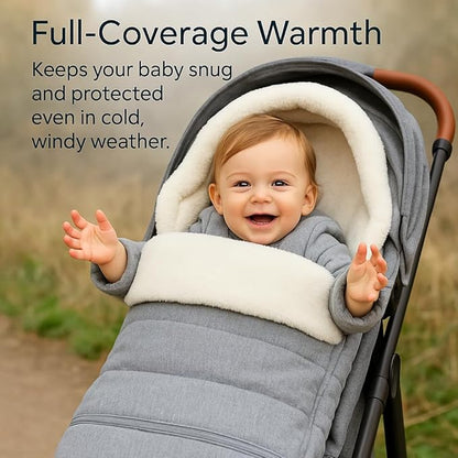 Stroller Footmuff Bunting Bag for Winter – Universal Stroller Cover for Cold Weather, Compatible with UPPAbaby Vista V2 / V3 / Vista/Cruz/Cruz V2 / RumbleSeat/Ridge/Minu – Storage Bag Included