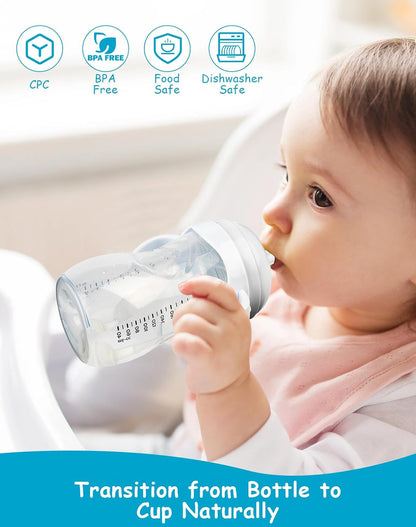 Straw Cup Soft Conversion Kit for Philips Avent Natural Baby Bottle, Toddler Transition Kit with Silicone Straw Top Nipple, Weighted Straw, Bottle Handle, Cleaning Brush, Spill-Proof, BPA-Free, 3-Pack