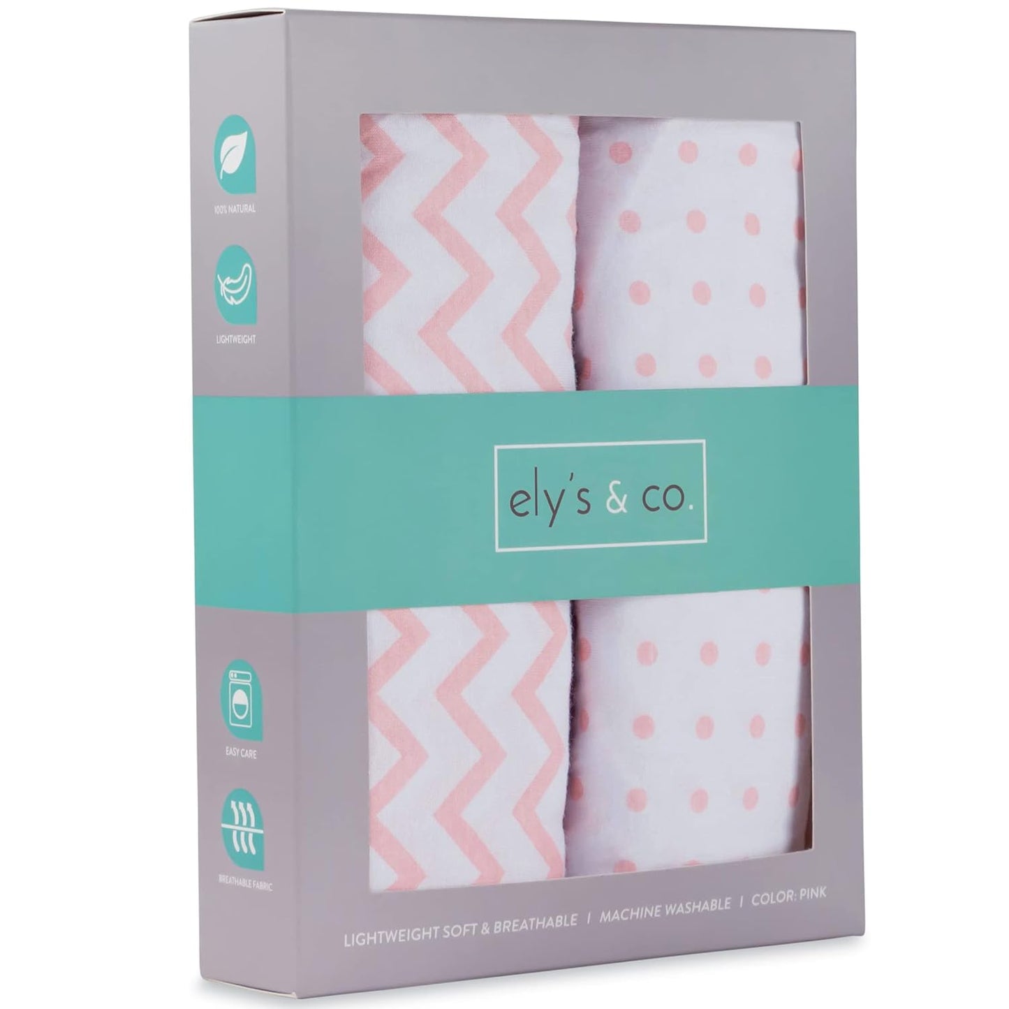 Ely's & Co. Pack N Play Fitted Playard Sheets - Breathable 100% Jersey Knit Cotton - Unisex Mini Crib Mattress Cover - Grey Sage Diamond - 2 Pack Set