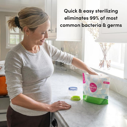 Dapple Baby Microwave Sterilizer Bags, Reusable, 20 Uses Per Bag, Great for Breast Pump Parts & Bottles, 8 Count (Pack of 2)