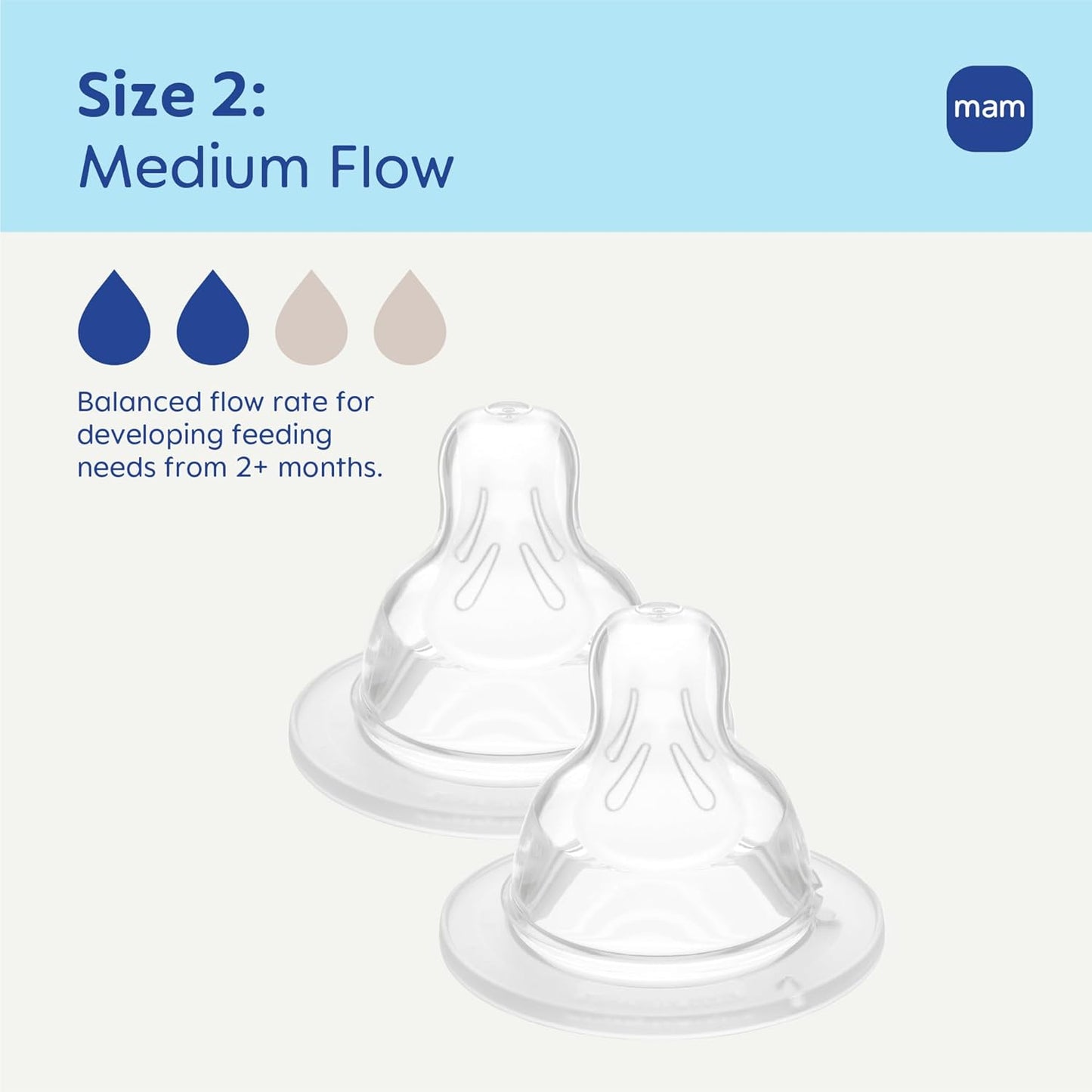 MAM Baby Bottle Anti-Colic Nipples Extra Slow Flow Size 0, for Newborn Babies, Skin Soft BPA Free Silicone, 94% Nipple Acceptance, Fits All MAM Bottles, Developed with Medical Experts, Made in Europe
