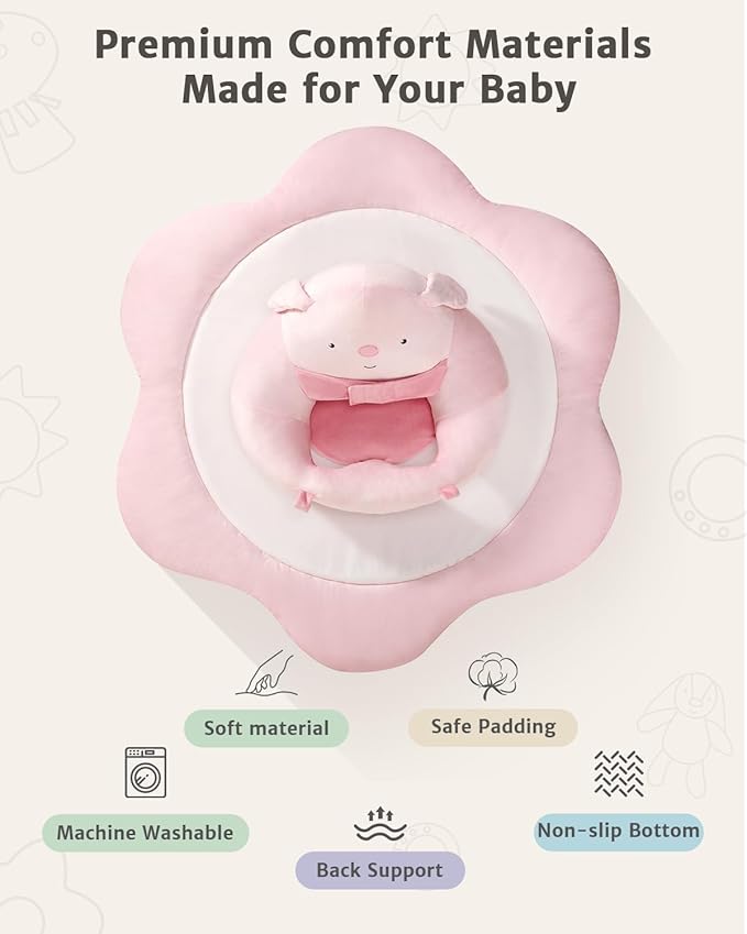 3-in-1 Baby Play Mat, Baby Seats for Infants for Sitting Up, Tummy Time Mat with 5 Detachable Toys, Activity Gym & Playmats for Babies 0-6 6-12 Months, Newborn Babies Shower Gifts
