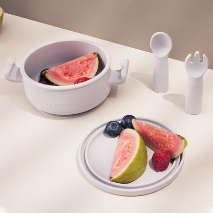 Dommy Baby Bowl with Suction BPA-Free Suction Bowl for Baby with Spoon and Fork Silicone Suction Bowl with Lid