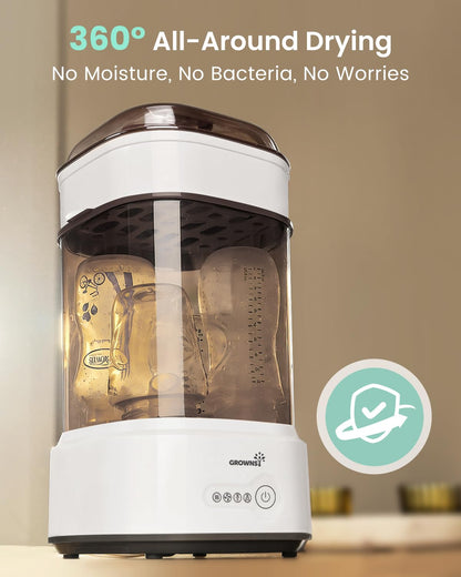 GROWNSY Bottle Sterilizer and Dryer, Compact Electric Steam Baby Bottle Sterilizer (Esterilizador de Biberones), Bottle Sanitizer for Baby Bottles, Pacifiers, Pump Parts