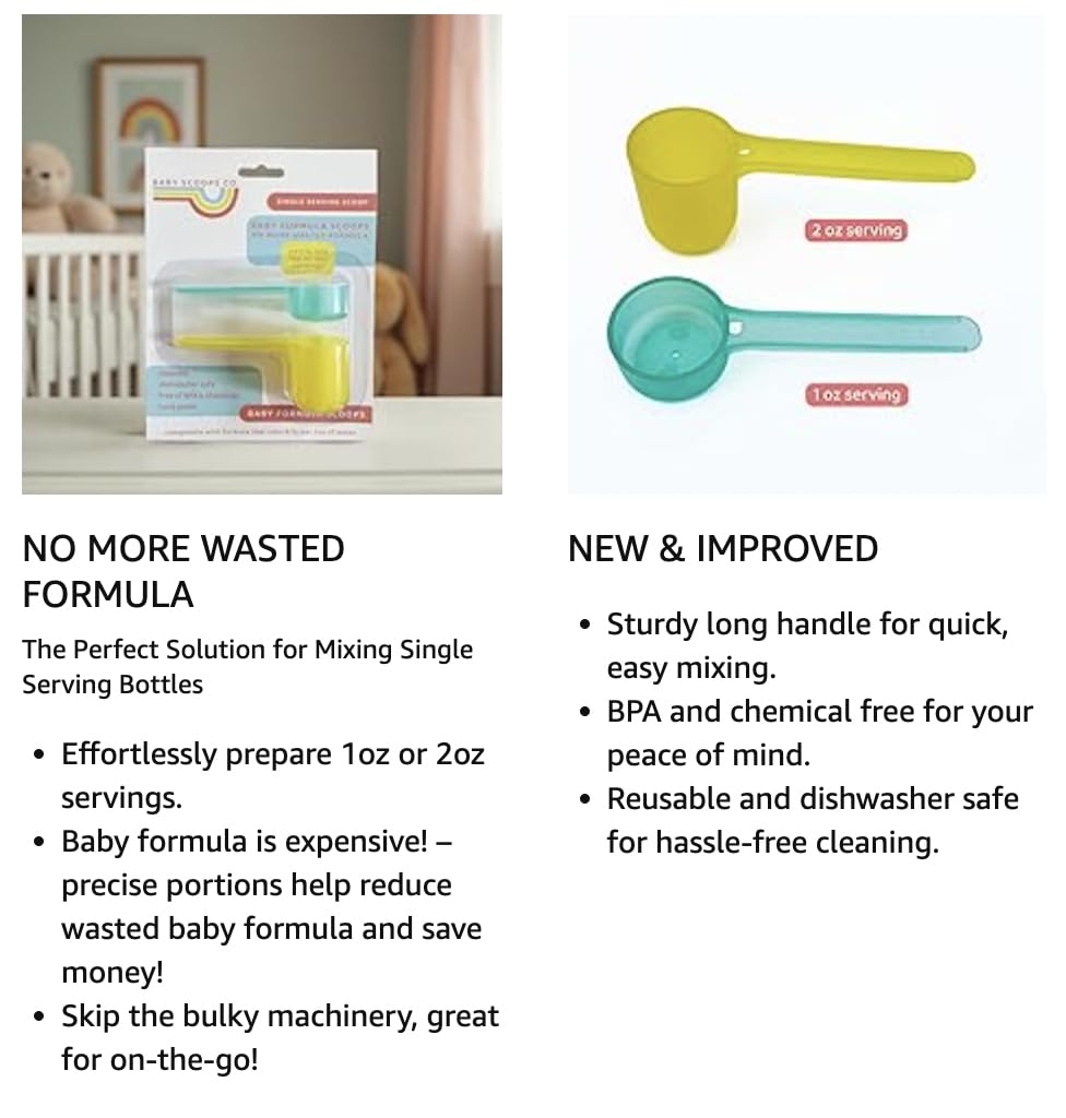 Infant Formula Measuring Scoop — Precise 1oz & 2oz Single-Serving for Newborns & Infants, BPA-Free Design