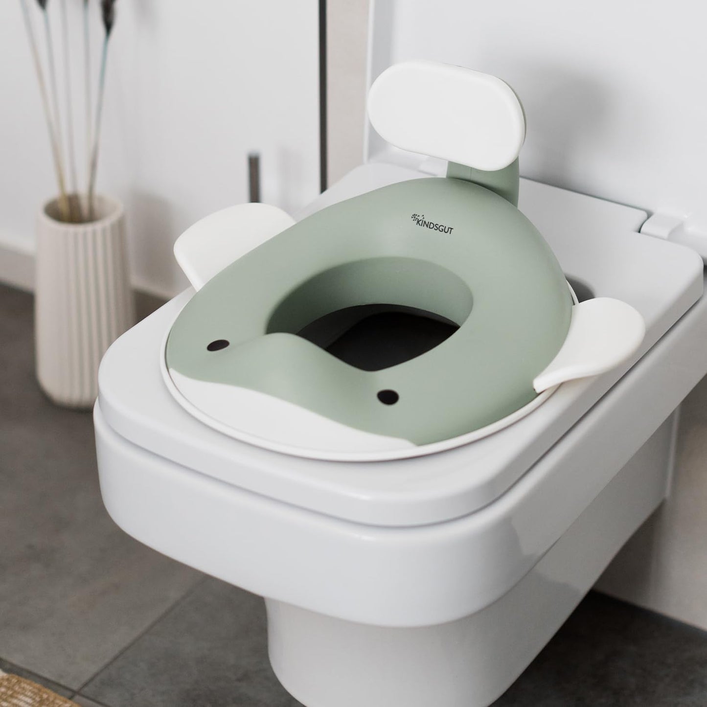 Kindsgut Whale Potty Training Seat for Toddlers – Kids Toilet Seat with Backrest, Non-Slip, Fits Round & Oval Toilet Seats, Designed in Germany, Peach
