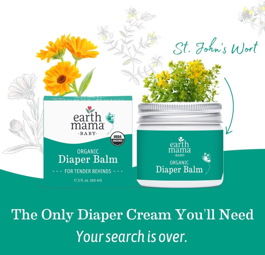 Earth Mama Organic Diaper Balm - 4 fl oz - Diaper Cream for Baby - Safe for Sensitive Skin - Baby Essentials