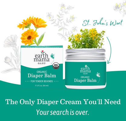 Earth Mama Organic Diaper Balm - 4 fl oz - Diaper Cream for Baby - Safe for Sensitive Skin - Baby Essentials