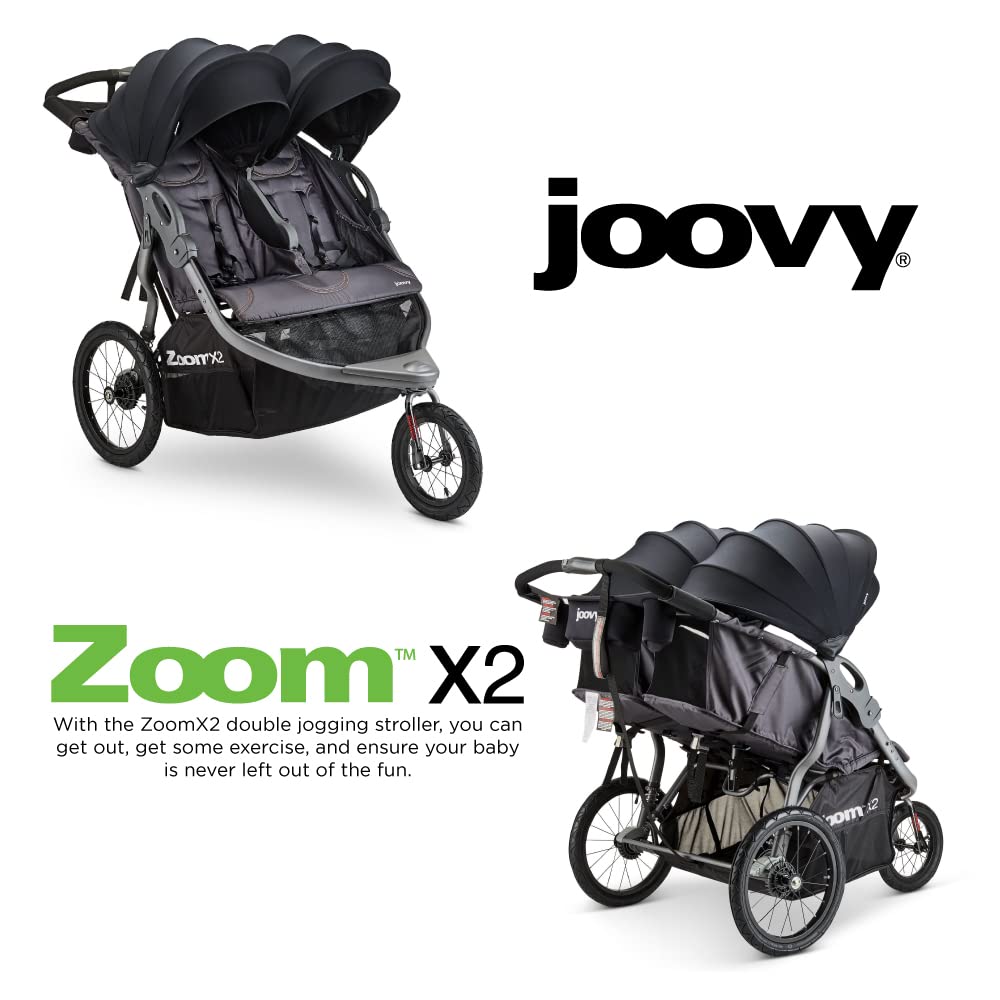 Joovy Zoom360 Ultralight Jogging Stroller Featuring High Child Seat, Shock-Absorbing Suspension, Extra-Large Air-Filled Tires, Parent Organizer, Air Pump, and Easy One-Hand Fold (Black)