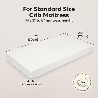 KeaBabies 2-Pack Organic Crib Sheets for Boys, Girls - 52x28 Fitted Crib Mattress Sheet Neutral, Breathable Jersey Cotton Cover for Baby Bed, Toddler Mattress, Soft & Cute Prints (Soft White)