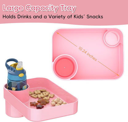 Kids Car Seat Tray, Travel Tray with Cup Holder for Toddler Baby, Kids Car Seat Food Snack Organizer for Road Trip, Stroller Snack Organizer Travel Must Haves Toddler Must Haves (Dark Gray, 1PCS)