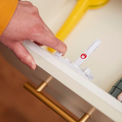 Safety 1st - Secure-to-Explore Adhesive Cabinet Locks Baby Proofing, Child Locks for Cabinets and Drawers (4 Locks), White