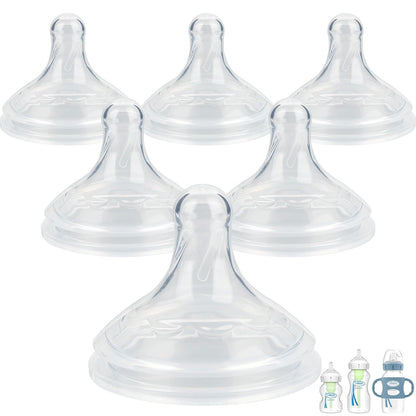 Silicone Nipple for Dr.Brown's Wide-Nick Baby Bottle Bottles,Level 3 Bottle Nipples, Fast Flow, 6m+, 6 Count