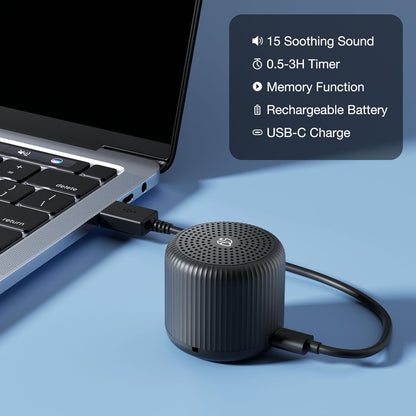 Portable Sound Machine for Baby Adults,LEICEX Travel Sound Machine,15 Non-Looping Sound Timer and Memory Play, Mini White Noise Machine for Sleeping Office Privacy Travel Gift