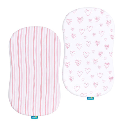 Bassinet Sheets Fit for Simmons Kids By The Bed City Sleeper Bassinet(Twins), Moses Basket and Hospital Bassinet, 100% Cotton, 2 Pack, Gray and White Print - Colors A