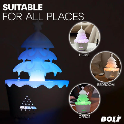 BOLT Pine Tree Humidifier 250ml - Ultrasonic Cool Mist Humidifier, Compact Design, Modern Aesthetic, Humidity Control for Dry Seasons, 7 Color Settings, Great For Bedroom, Nursery, Office, Lounge