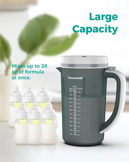 Electric Baby Formula Mixer Pitcher, Fast Baby Formula Maker with No Drip Spout & Locking Lid, Motorized 28oz Clump-Free Mixing, No Air Bubbles, BPA-Free & Portable for Travel