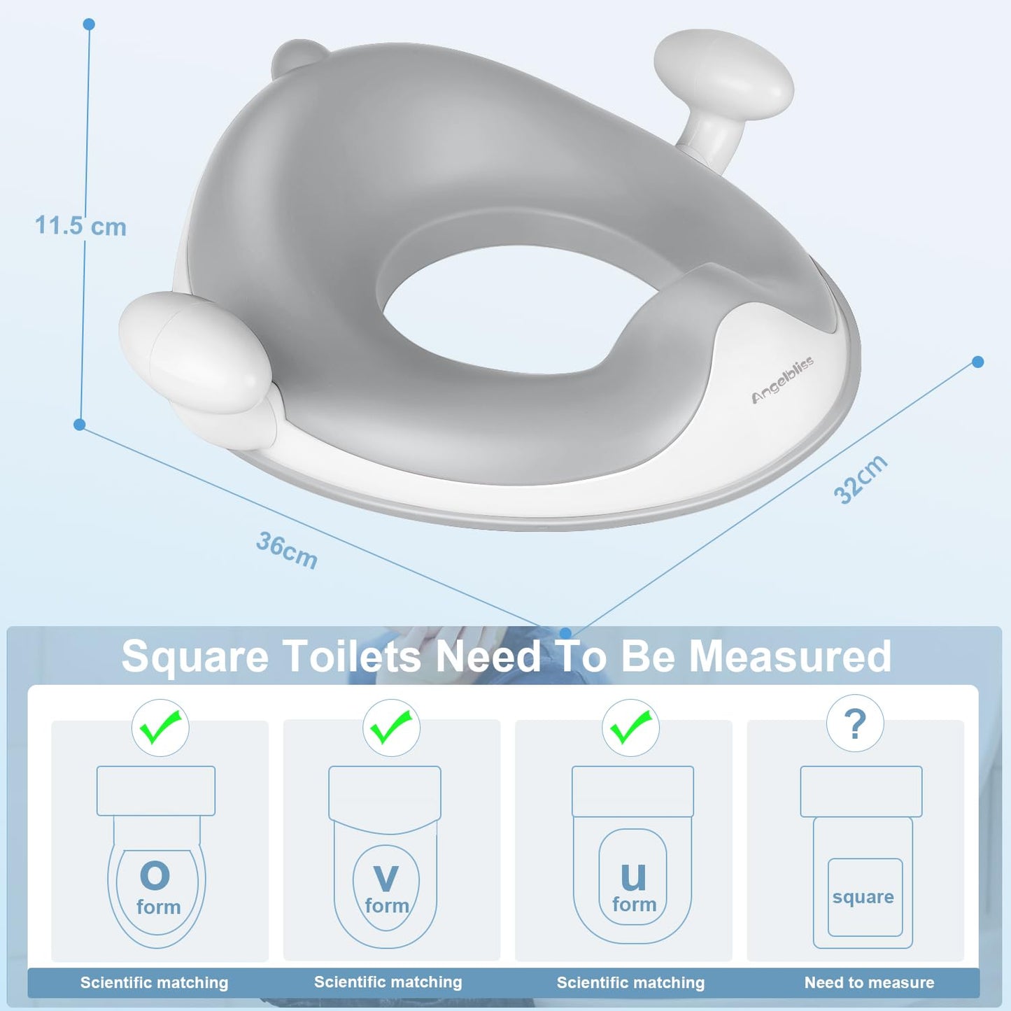 ANGELBLISS Baby Potty Training Toilet Seat with Soft Cushion Handles, Haute Collection, Double Anti-Slip Design and Splash Guard for Boys and Girls (Pink)