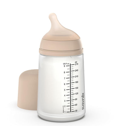 Suavinex Zero Zero Anti Colic Baby Bottle, No 1 Spanish Baby Bottle Brand, Minimizes Bottle Rejection & Nipple Confusion, Perfect for Breastfeeding Babies, 6oz/180mL, Deep Tone, Adaptable Flow Nipple