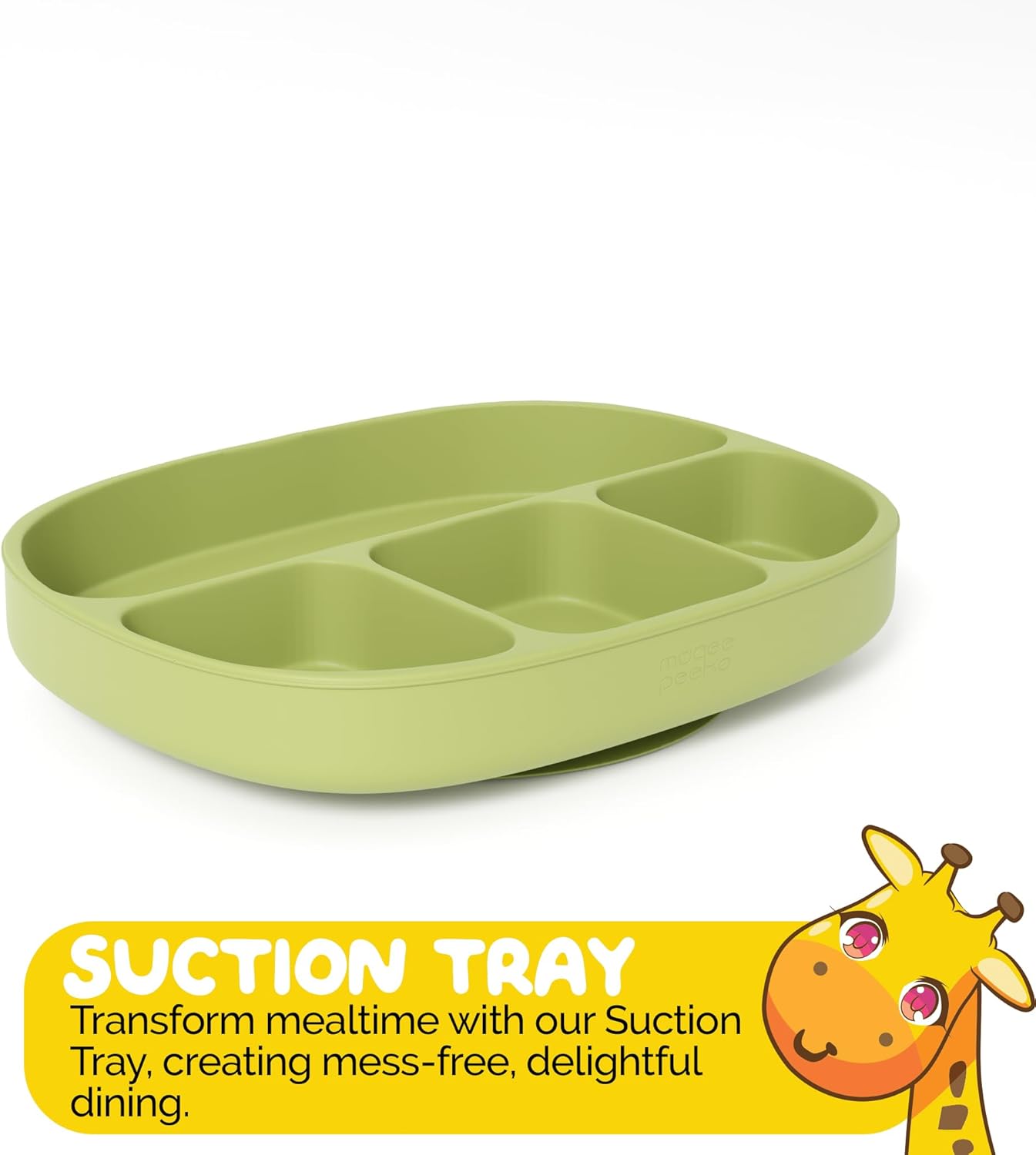 Toddler Necessities Baby Feeding Essentials Set for Baby in Green Color with Baby plates with Suction and Silicone Utensil Set - (3 Pieces)