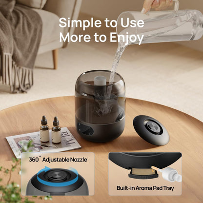 DREO Humidifiers for Bedroom, 3L Top Fill 30H & 26dB Quiet Runtime for Large Room, Cool Mist Ultrasonic Humidifier with Humidity Sensor, Night Light for Home, Baby, Nursery, Plants, New Edition