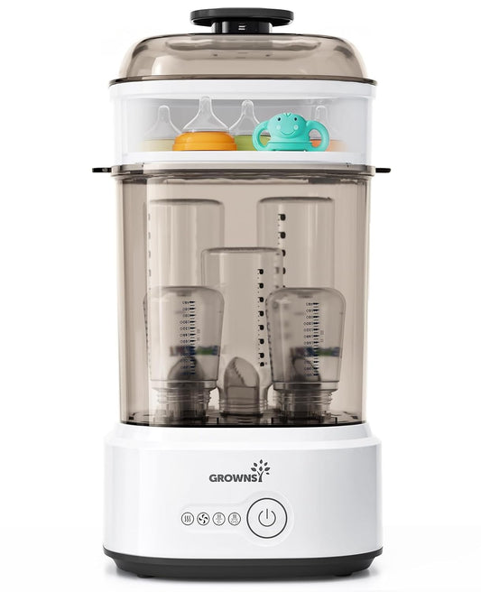 GROWNSY Bottle Sterilizer and Dryer, Compact Electric Steam Baby Bottle Sterilizer (Esterilizador de Biberones), Bottle Sanitizer for Baby Bottles, Pacifiers, Pump Parts