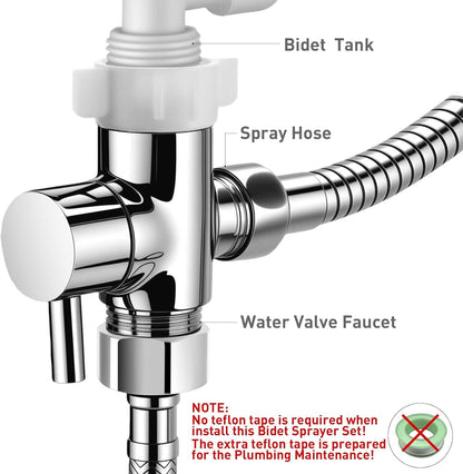 Handheld Toilet Bidet Sprayer for Toilet-Adjustable Water Pressure Control with Bidet Hose for Feminine Wash, Jet Sprayer for Toilet Muslim Shower, Bidet Faucet Cloth Diaper for Baby Wash
