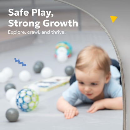MioTetto Baby Playpen 50x50 – Portable Play Pen, Playpen for Babies and Toddlers with Gate and Breathable Mesh – Indoor, Outdoor Baby Play Yard with Balls & Hangers - Safe and Sturdy Play Pen