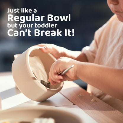 APLAINR Solid Bowl, Silicone Bowl for Baby, Toddler & Kids, 9 fl oz, Non Slip, Heavy Base, Deep, Microwave & Dishwasher Safe, No BPA, Cereal, Soup, Snack Dishes & Dinnerware, Blue Hour