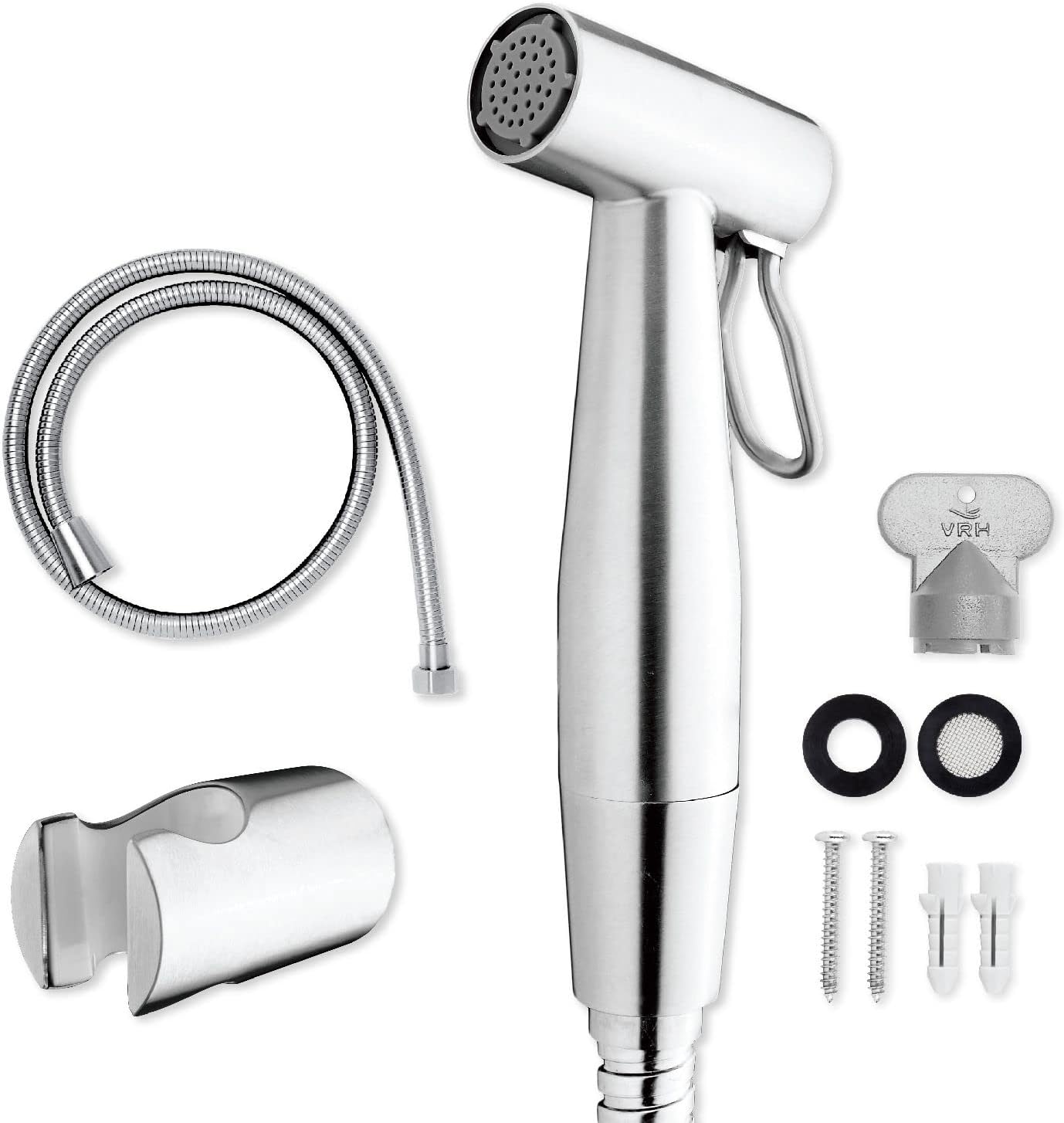 VRH Bidet Sprayer for Toilet and Baby Cloth Diaper Sprayer, Handheld Shattaf Bidet Spray for Toilet with Stainless Steel and Complete Accessories FXVH0-0040ES