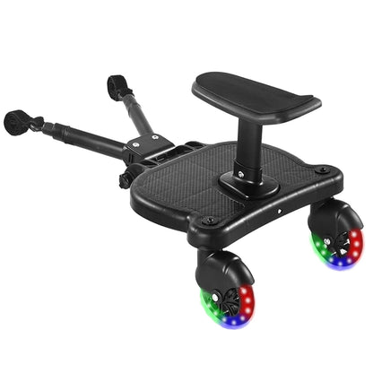 2026 New-Universal Stroller Board with Detachable Seat, 2in1 Sit and Stand Stroller Connectors for Most Strollers, Holds Children Up to 55 LBs Stroller Standing Board(Black)
