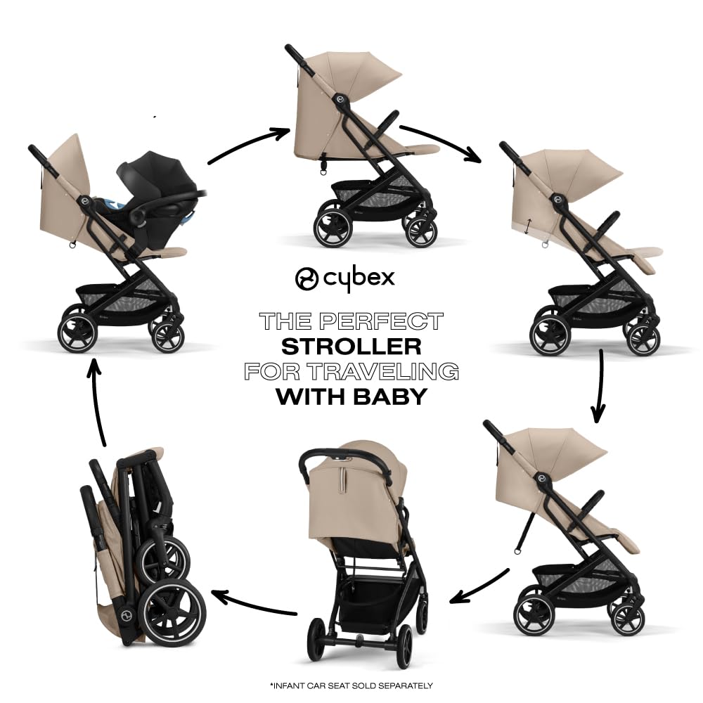 CYBEX Beezy 2 Compact and Lightweight Travel Stroller - Compatible with CYBEX Car Seats, Magic Black