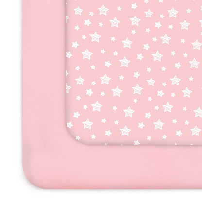 Pack and Play Sheets, 2 Pack Mini Crib Sheets, Stretchy Playard Fitted Sheet, Compatible with Graco Pack n Play, Soft and Breathable Material, Planet & Flower