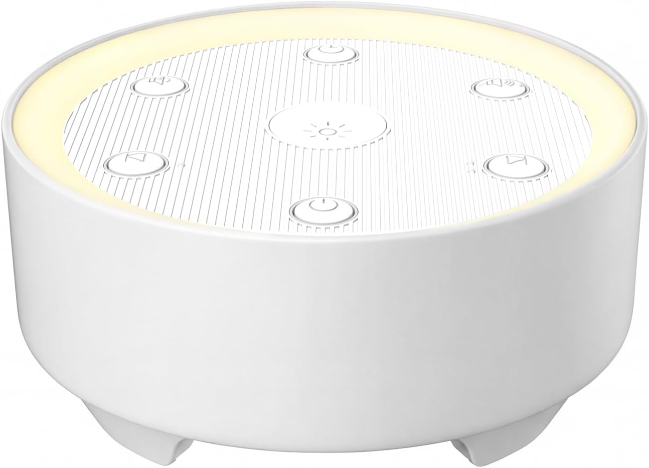 Kipcush White Noise Machine - 21 Soothing Non-Looping Sounds, Dimmable Night Light, & Blind-Touch Buttons | USB-Powered Portable Sleep Therapy for Babies, Adults, Office & Travel - White