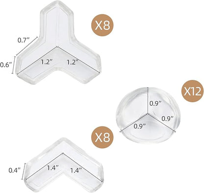 28 Pcs Clear Corner Protector - L, T, Round Shape Corner Guards & Bumpers to Cover Sharp Furniture & Table Edges for Baby Kid Toddler Safety