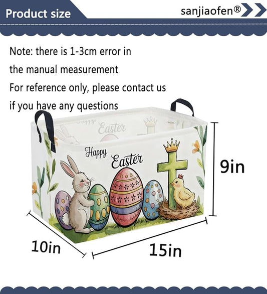 Rectangular Easter Baskets, Eggs Basket for Kids.Bunny Basket with Handles.Boys and Girls,Bunny Eggs Decor,Books,（ Easter